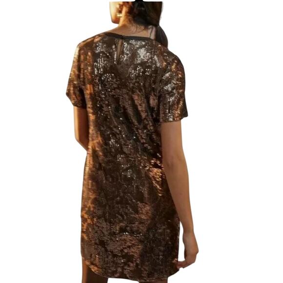 Anthropologie X RO & DE Andi Sequined Velvet Tee Shift Dress Holiday Party NEW - Picture 3 of 11